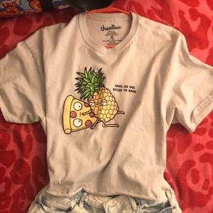 Threadless Cropped Pizza/Pineapple Tee